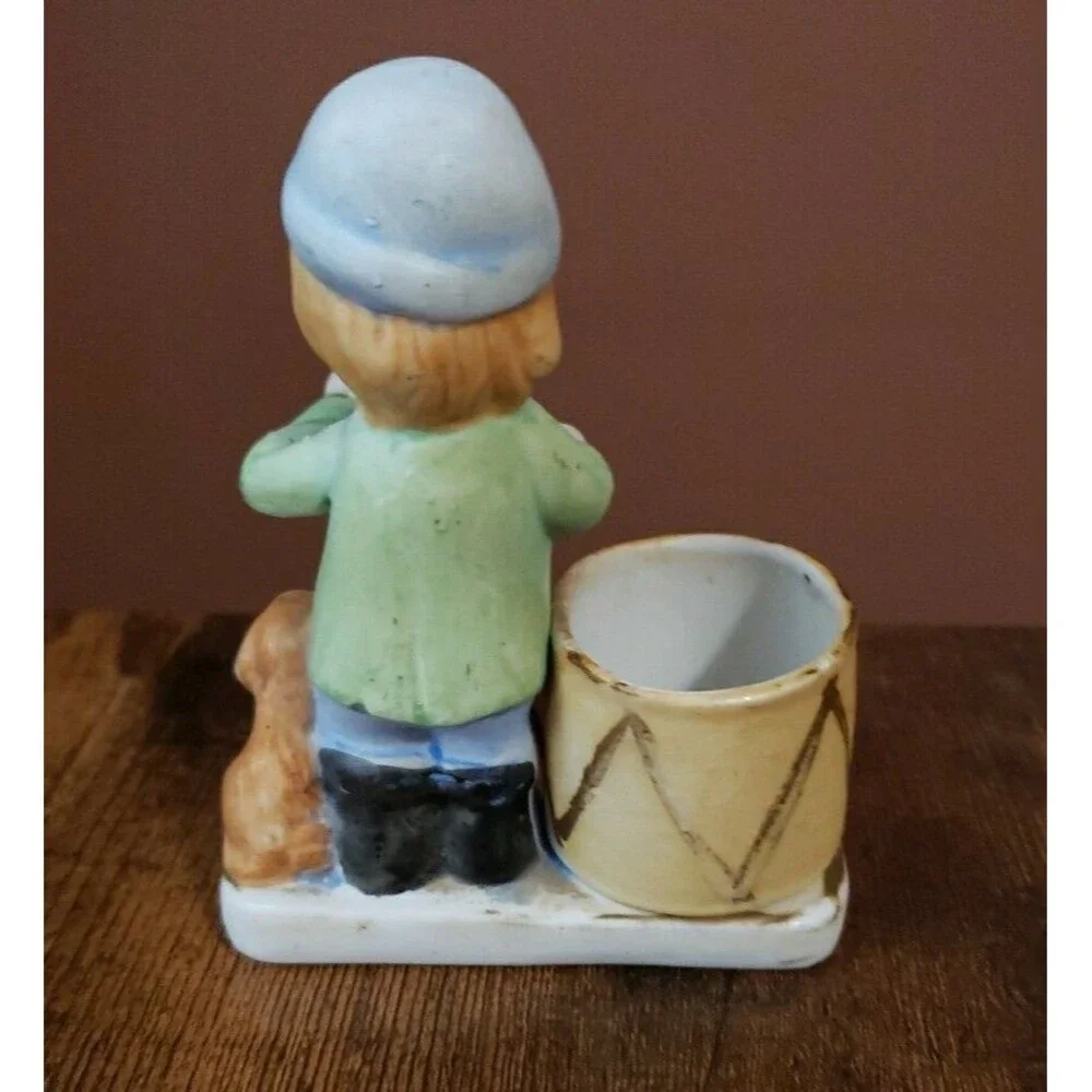 Vintage J.S.N.Y. Porcelain Ceramic Little Drummer Child with Dog Figurine Taiwan